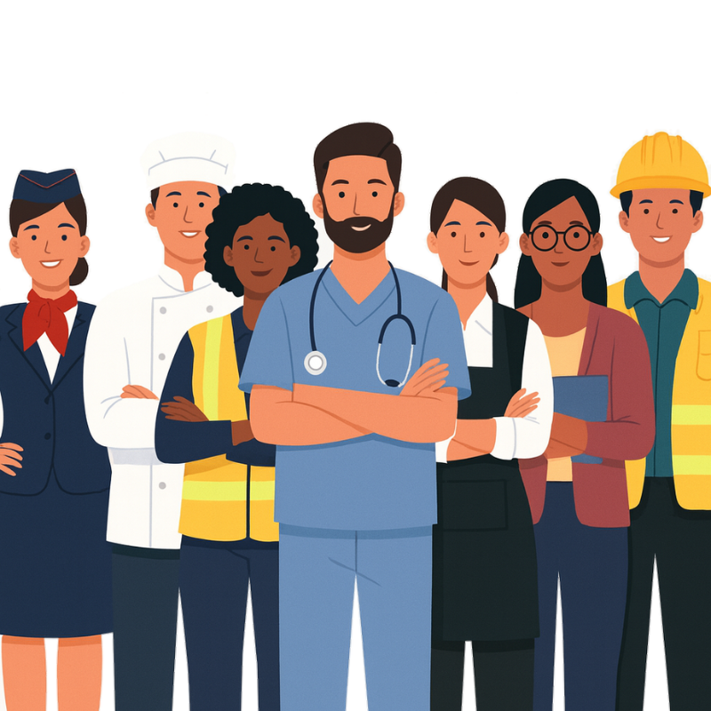 Group of shift workers